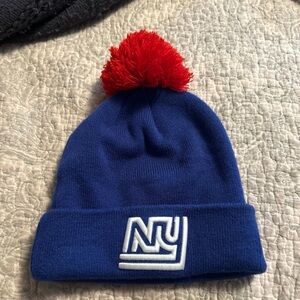 New York Giants Blue Beanie with Red Pom-Pom